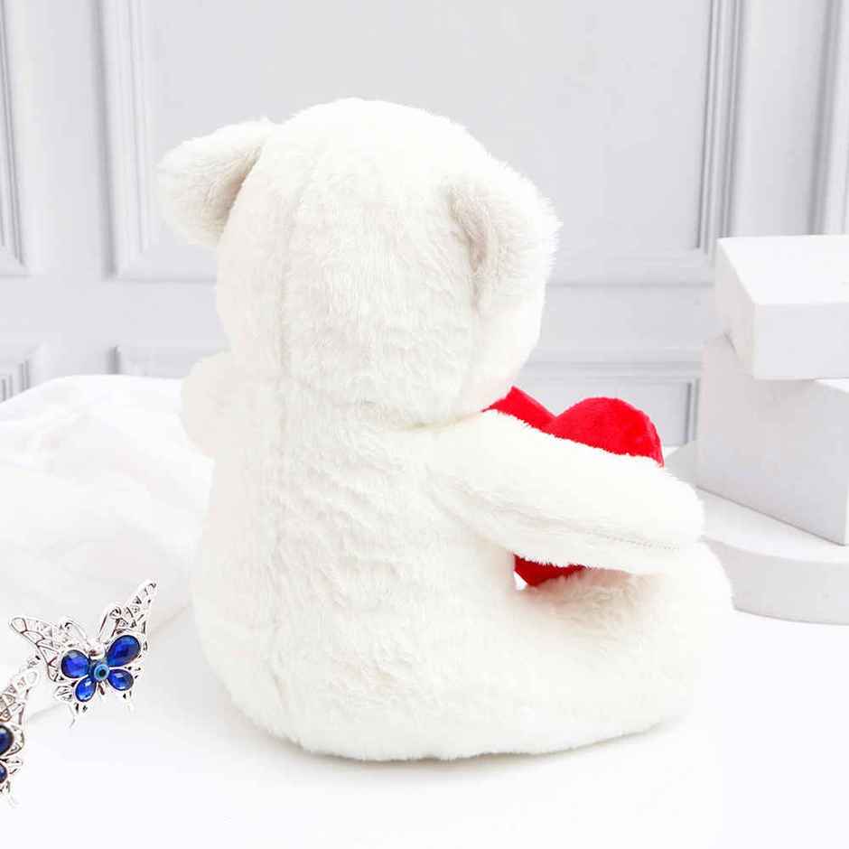 Archies White Teddy Bear with Red Heart - 30 cm