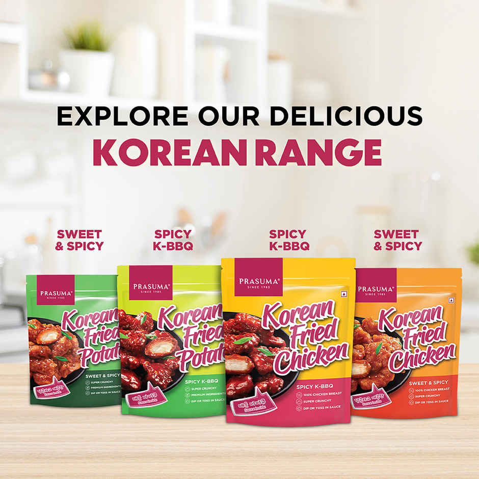 Prasuma Crunchy Chicken Momos - Kurkure Momos(380gms) & Prasuma Korean Fried Chicken - Spicy K-Bbq(275gms) Combo