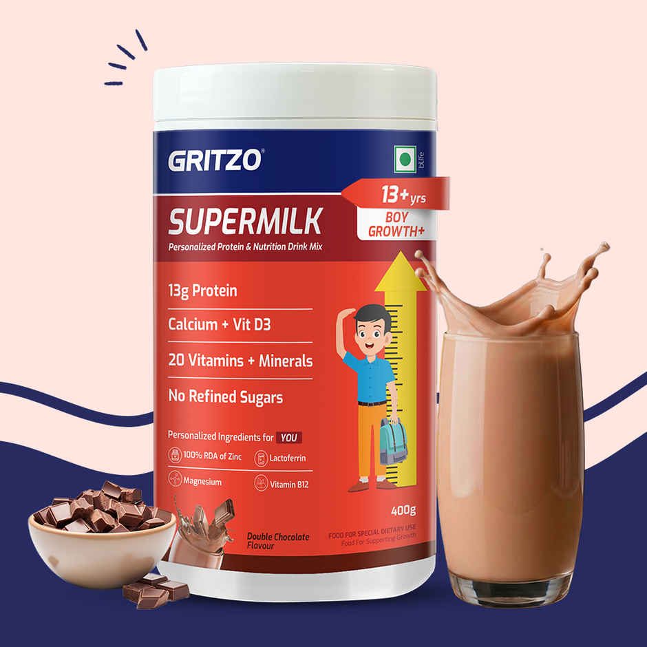Gritzo Supermilk Growth+ (Formerly Height+) (13+ Years Boys) | Double Chocolate