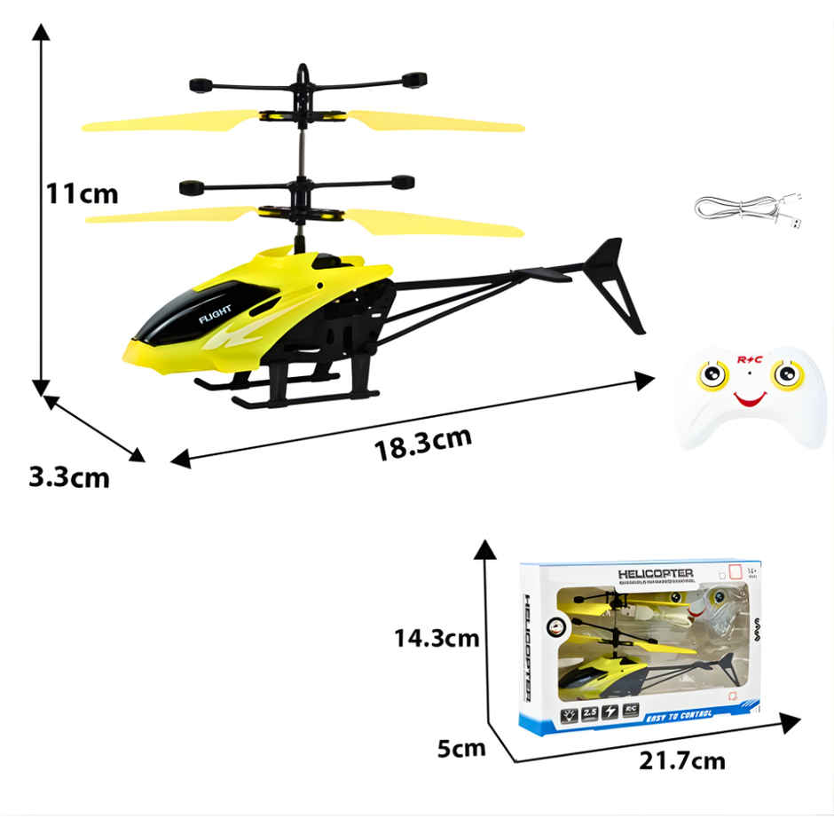 Chigy Wooh Remote Control Helicopter for Kids with Hand Gravity Sensor & 3D LED Lights | Yellow