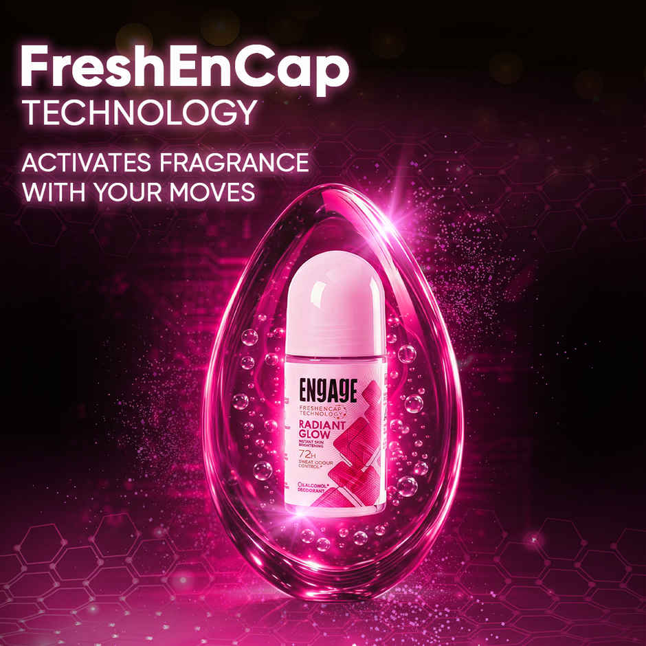 Engage Radiant Glow Roll On Deo For Women | Instant Skin Brightening Sweat Odour Protection