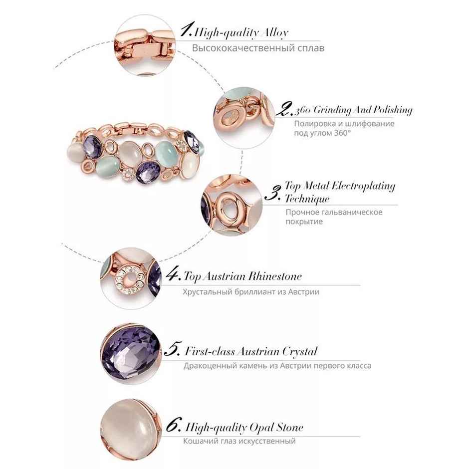 Shining Diva Fashion Latest Stylish Rose Gold Austrian Crystal Bracelet for Women and Girls 11942b