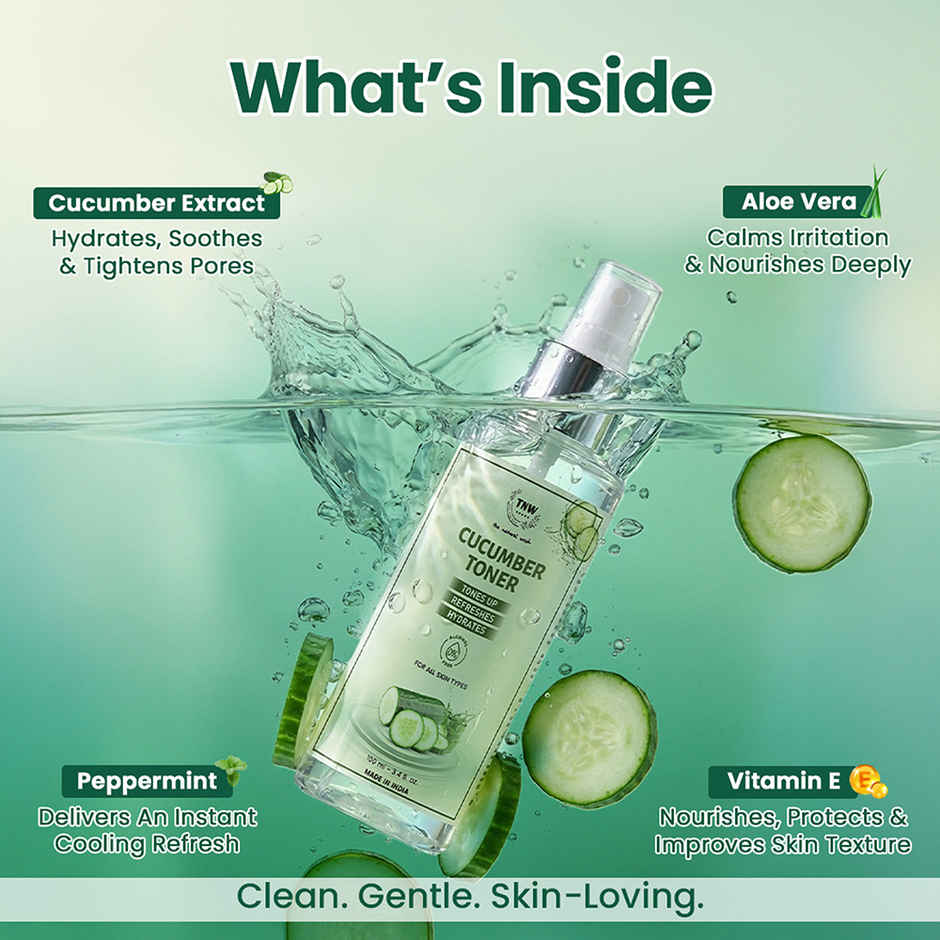 TNW The Natural Wash Cucumber Toner for Cleansing & Refreshing Skin Pore Tightening Toner with Spray