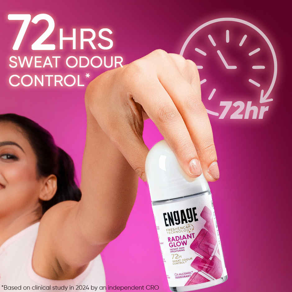 Engage Radiant Glow Underarm Roll-On Women | Instant Skin Brightening | 72hr Protection