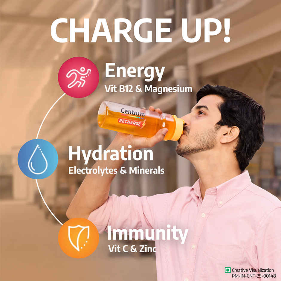 Centrum Recharge - Energy Drink Mix with Electrolytes, Vitamins & Minerals - Pack of 6 Sachets