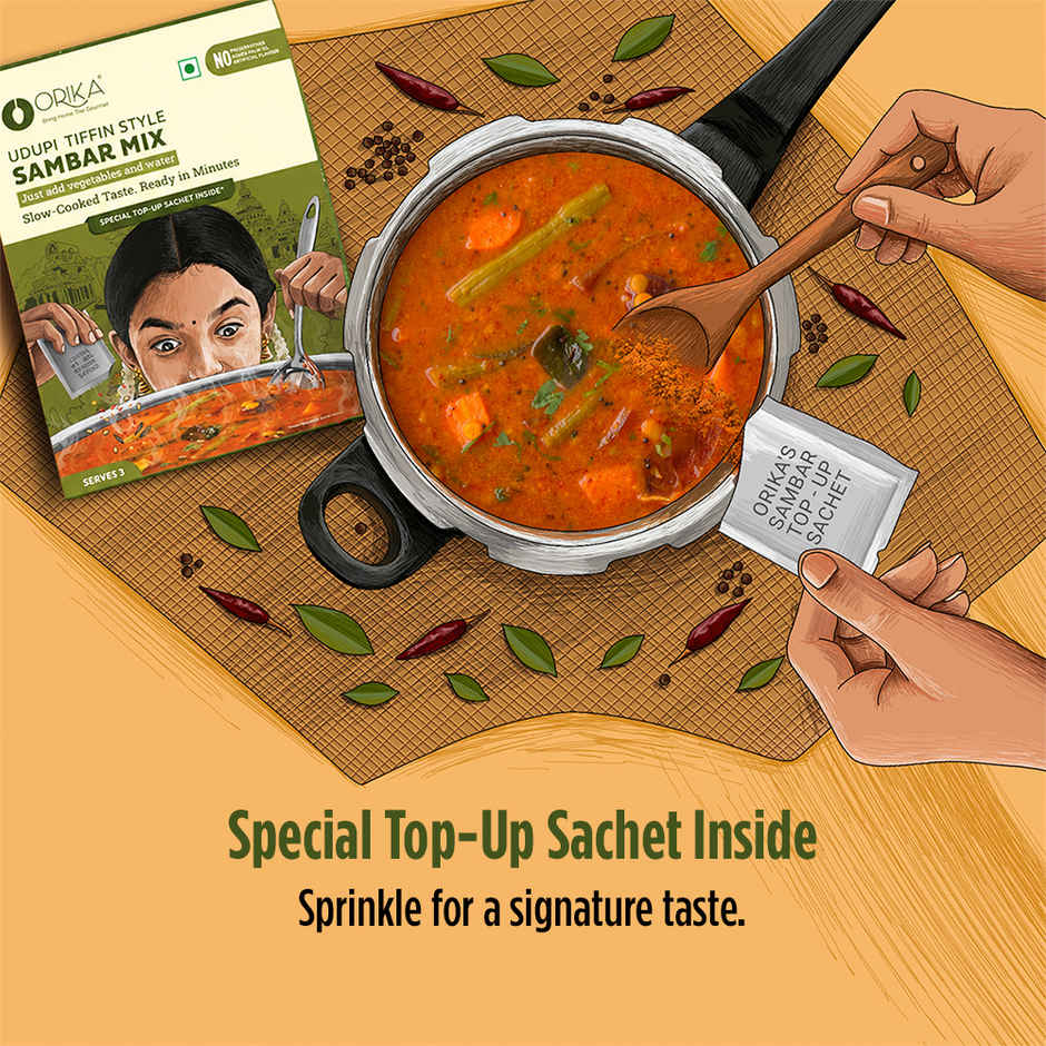 Orika Udupi Tiffin Style South Indian Sambar Mix | With Special Taste Maker Sachet