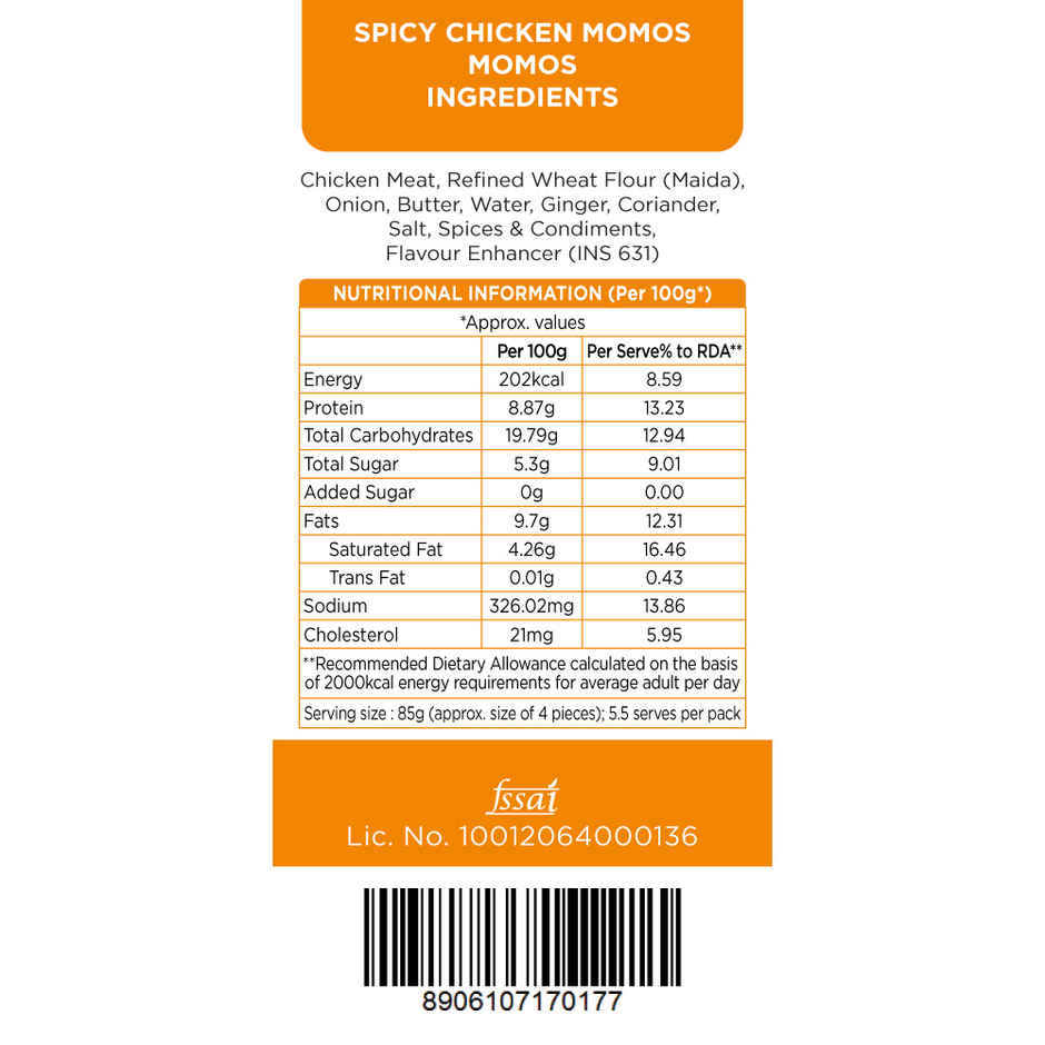 Prasuma Spicy Chicken Momos | No Soya Fillers, Only Chicken | No Preservatives