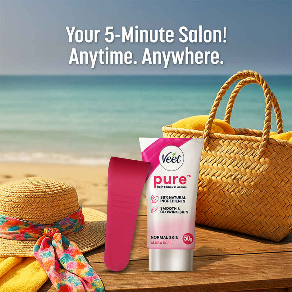 Veet Pure Hair Removal Cream - Normal Skin(50gms) & Roll-On Pearl & Beauty 50(50ml) Combo