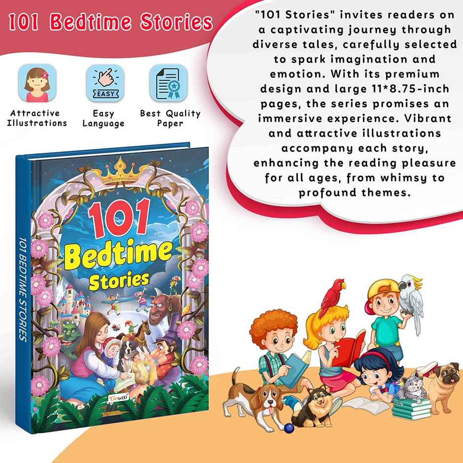 101 Bedtime Stories | Ages 3-12 | Hardbound - Nighttime Storybook for Kids | Bedtime Story Book