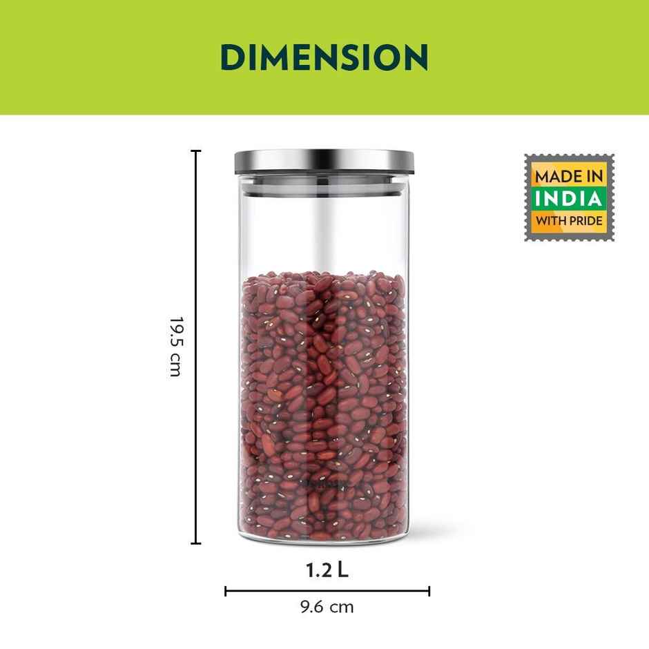 Borosil Classic Jar With Airtight Lid (1200 ml) | Borosilicate Glass