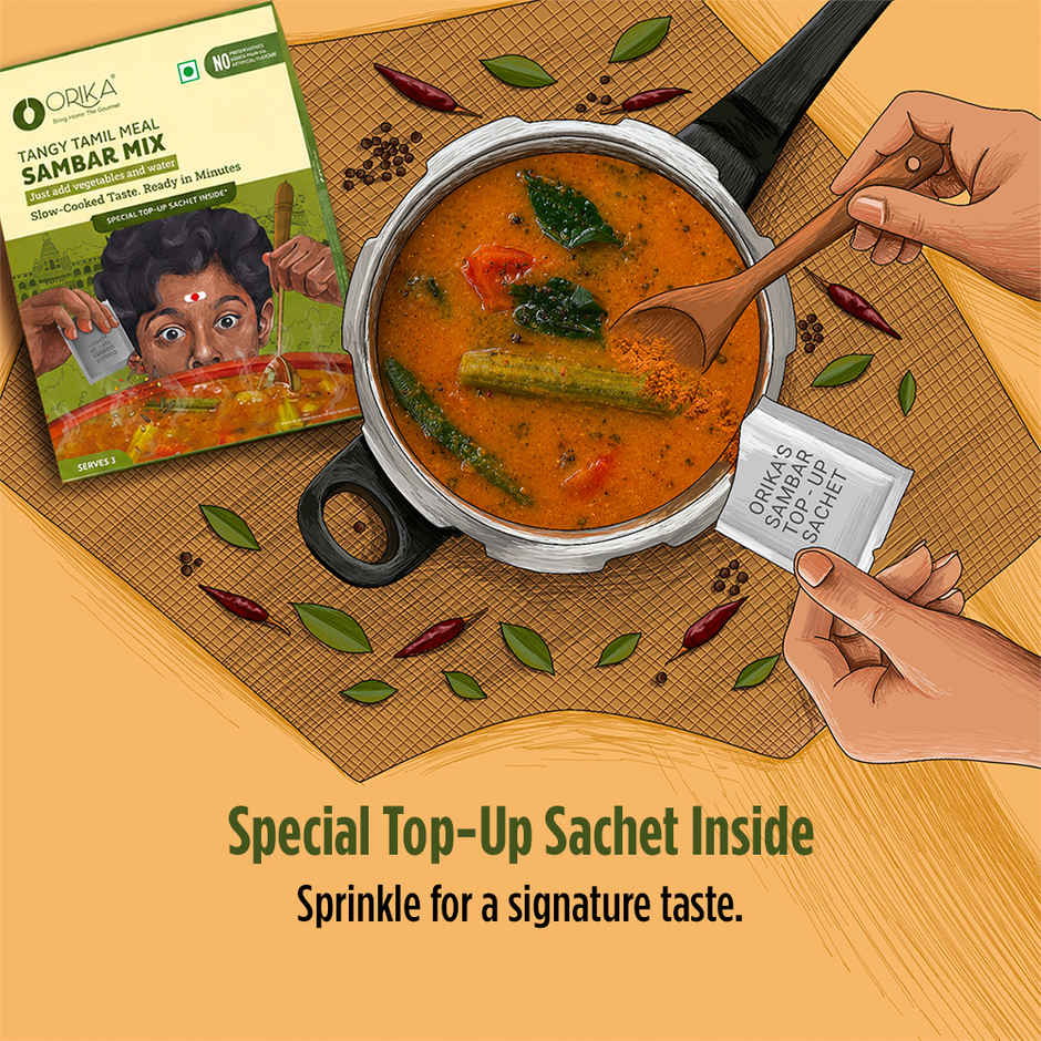 Orika Tangy Tamil Meal Sambar Mix | With Special Taste Maker Sachet