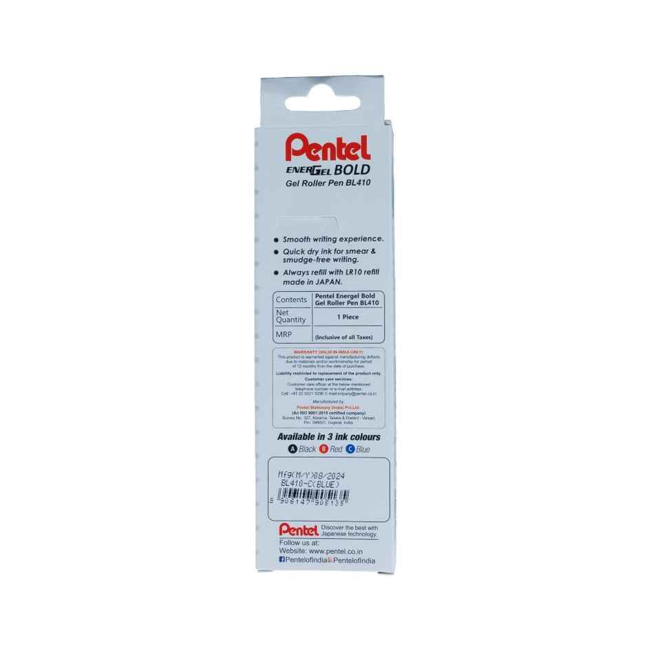 Pentel BL410 Energel Bold Single Black Body Black Ink