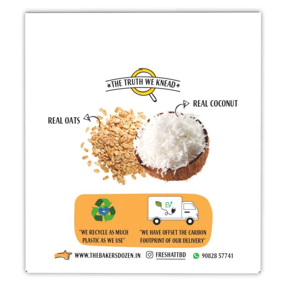 The Baker's Dozen Zero Maida Coconut Oats Cookies | Premium Oats Biscuit cookies | Coconut Biscuit