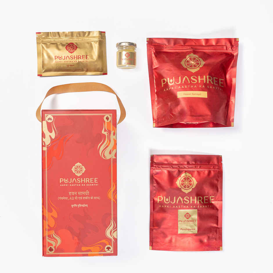 Pujashree Hawan Kit | With Aushadhi, Panchmeva, A2 Ghee & Sharkara
