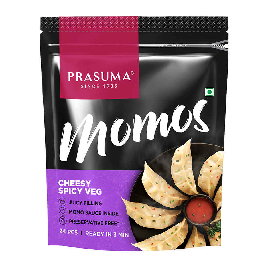 Prasuma Cheesy Spicy Veg Momos | Rich Cheese Filling | No MSG or Palm Oil