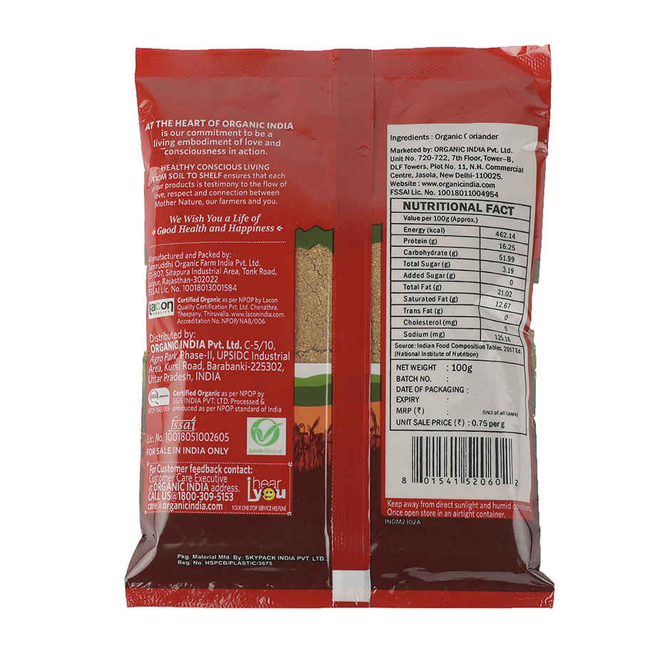 A Tata Product - Organic India Rich In Taste, Anti-Microbial Organic Coriander Powder(Dhaniya)
