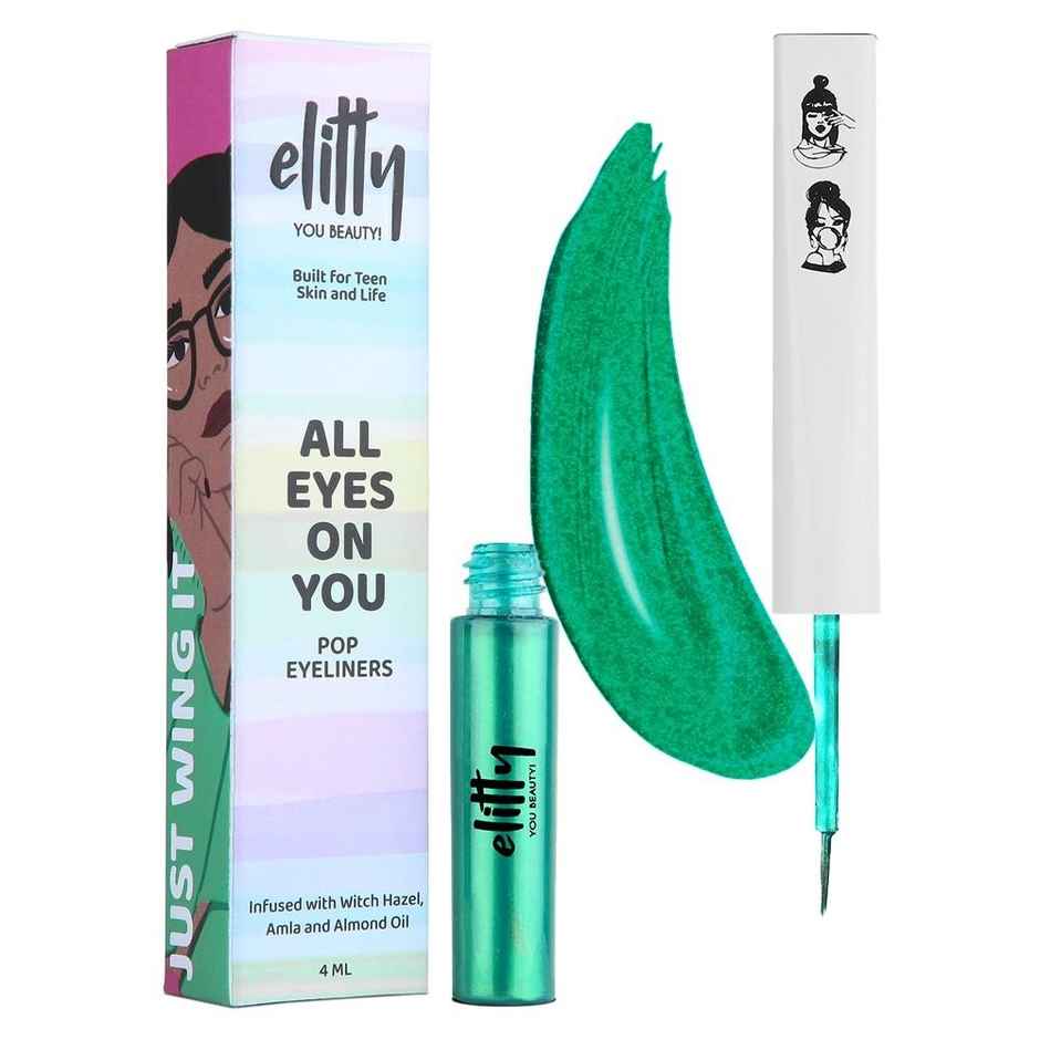 Elitty Green Metallic Waterproof Liquid Eyeliner (Power Move)