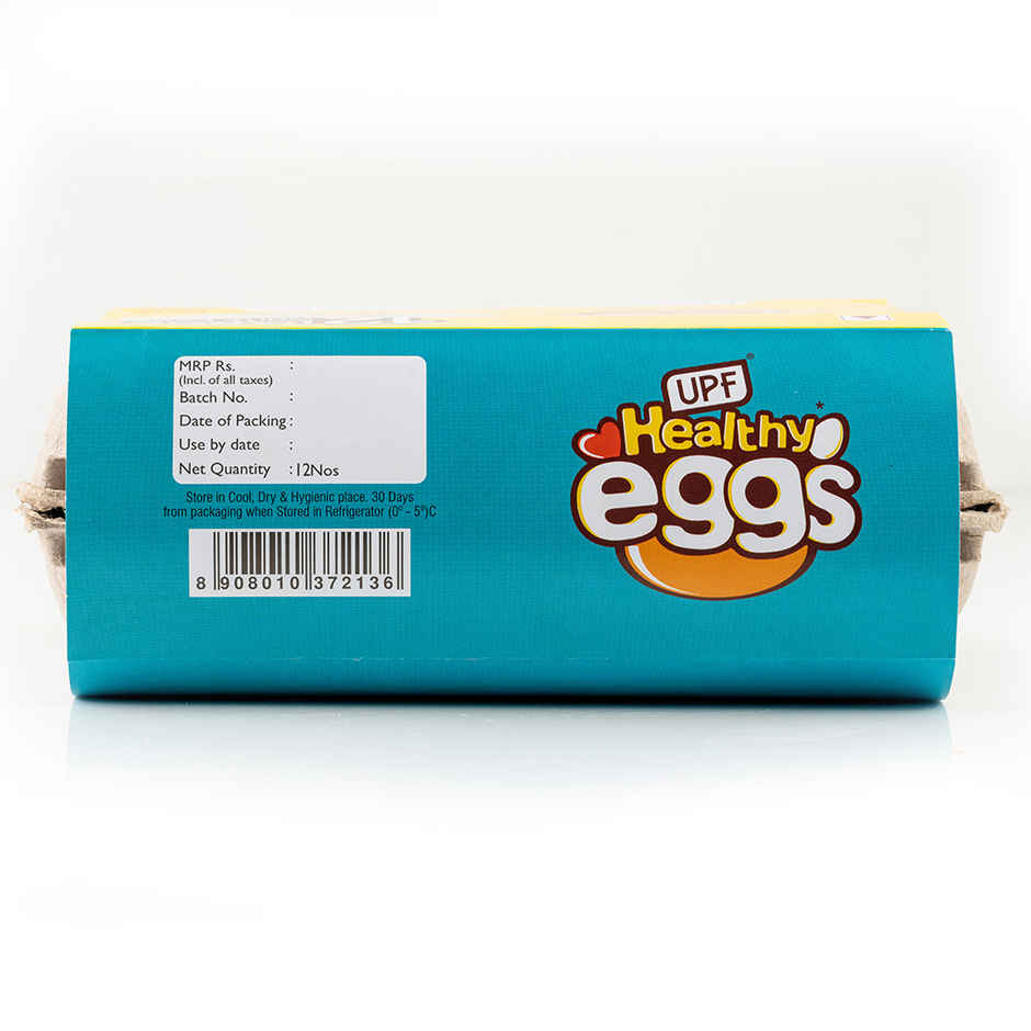 UPF Healthy White - Large Eggs, 12 Pieces | Protein Rich | Veg Feed | Infertile