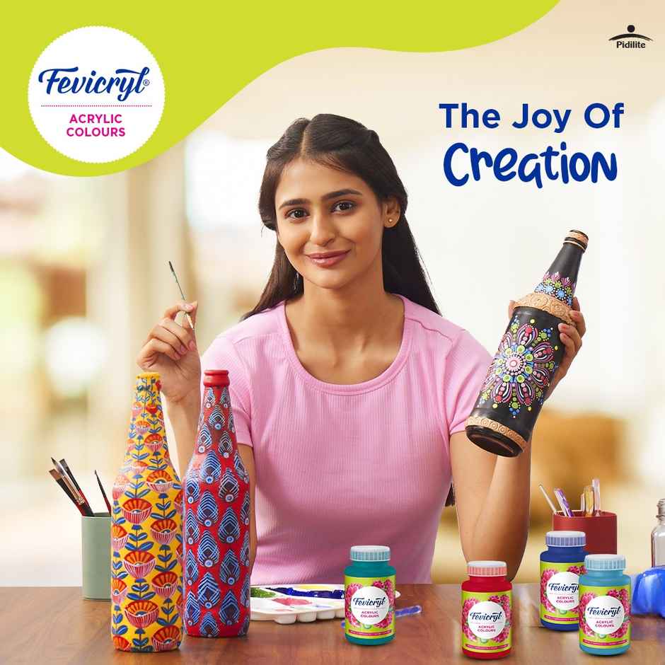 Fevicryl Acrylic Colour Black | Art and Craft Multi Surface Paint