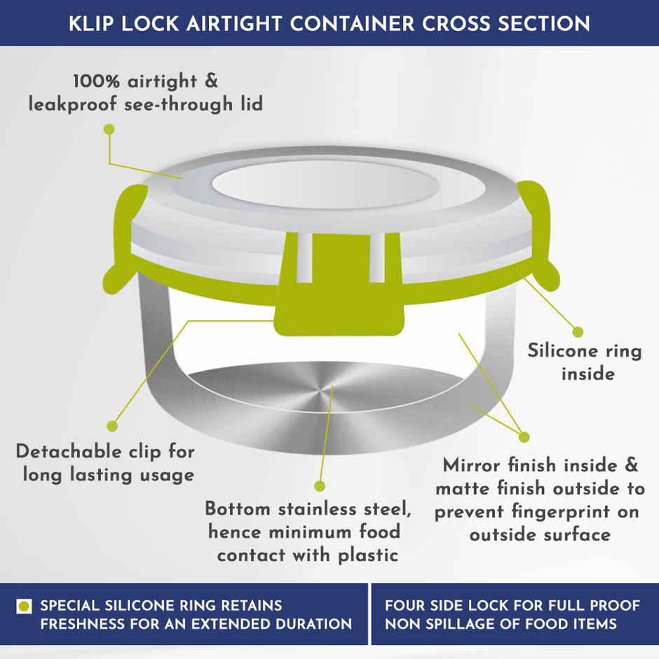 Magnus Avanza 3 Steel Leakproof Lunch Box for School with Klip Lock Lid & Insulated Tiffin Bag