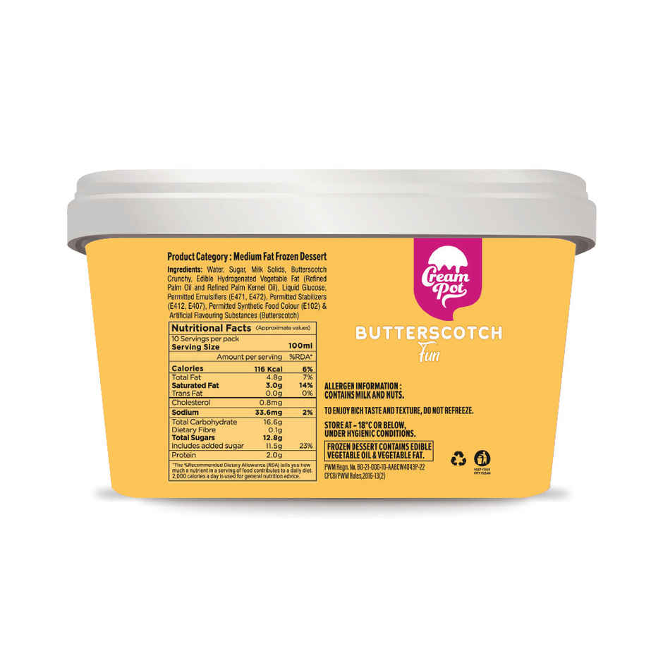 Cream Pot Butterscotch Tub | Creamy Dessert Tub