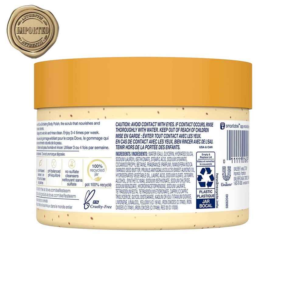 Dove Body Polish Scrub | Almond & Mango Butter | For Dry Skin | Get Soft & Smooth Skin
