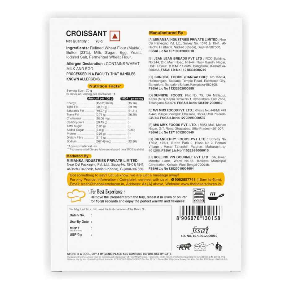 The Baker's Dozen 100% Real Butter Croissant with No Preservative Combo
