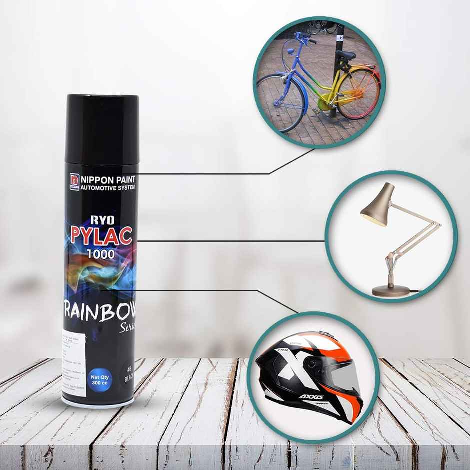 Nippon Paint Pylac 1000 Acrylic Multi-Purpose Spray Paint Glossy Black for Car, Bike, Home