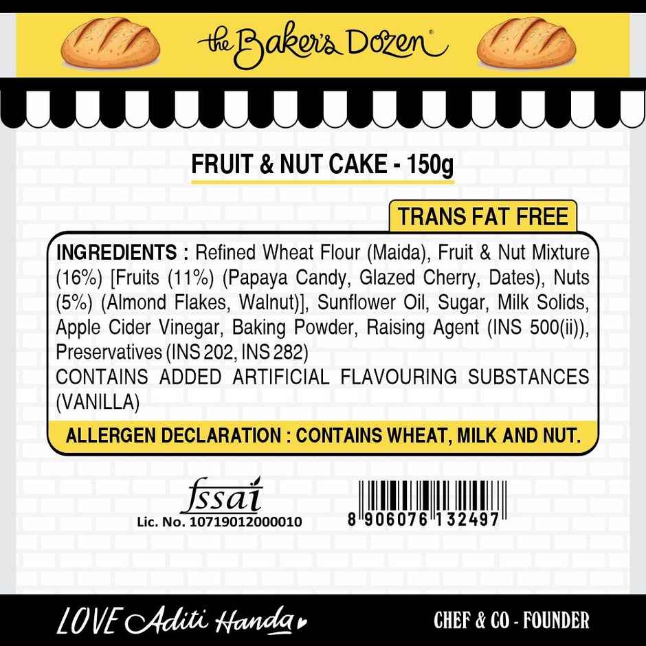 The Baker's Dozen Fruit & Nut Cake |Fruit Cake |Eggless Cake | Tea Cake | Zero Palm Oil