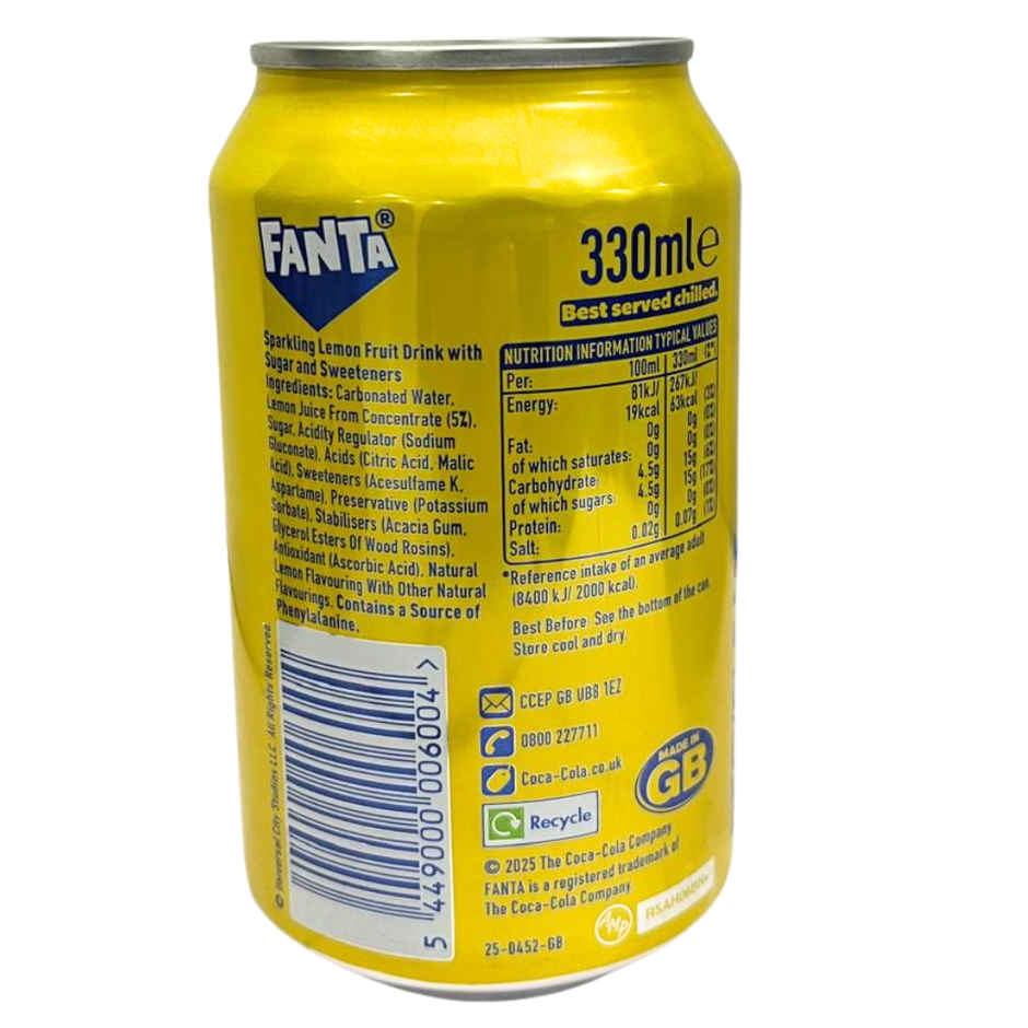 Fanta Lemon Flavour Soft Drink | Tin Can