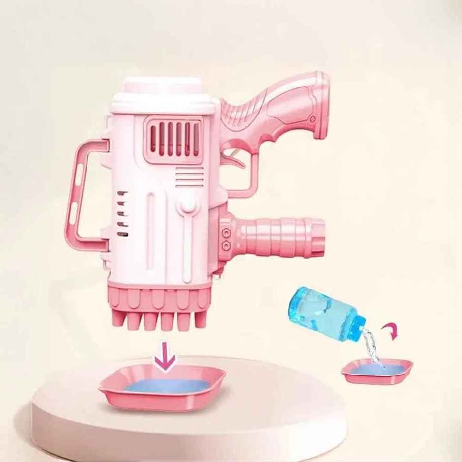 Chigy Wooh 32-Hole Bubble Gun with Soap Solution for Kids | Assorted