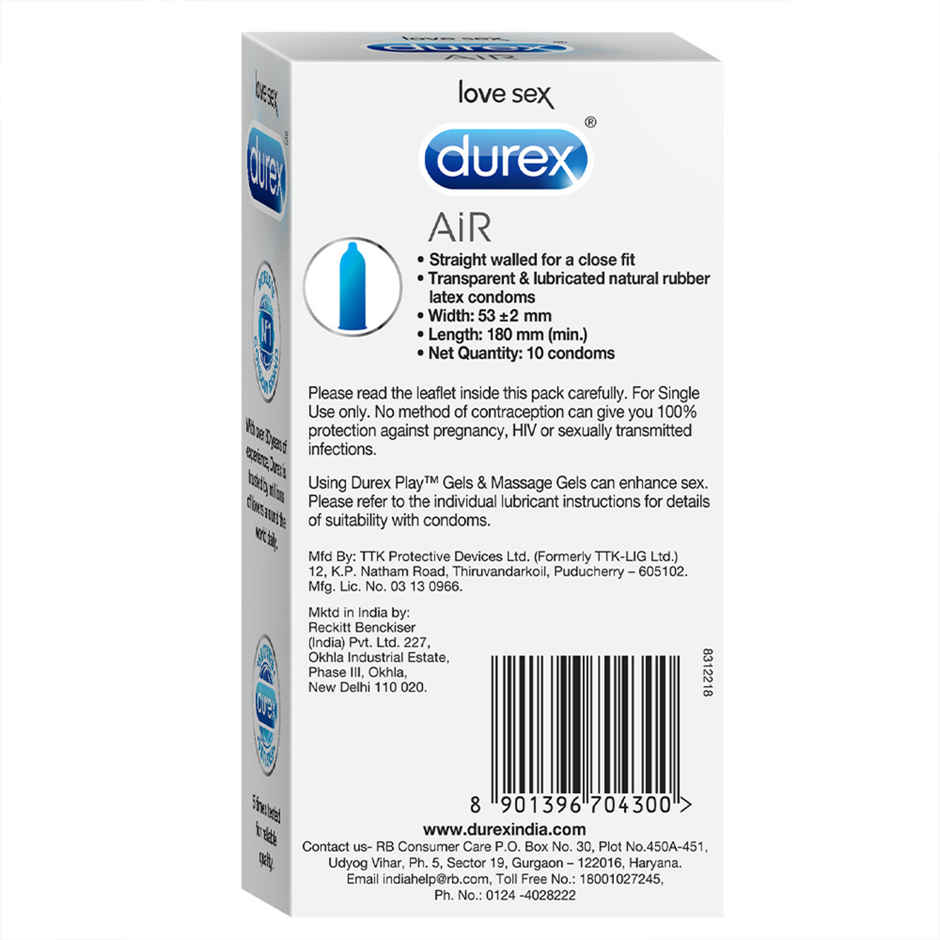 Durex Air Condom Ultra Thin Condoms | Lightweight & Comfortable