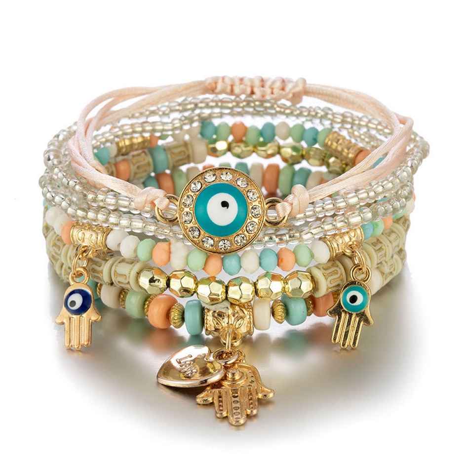 Shining Diva Fashion Latest Stylish Evil Eye Multilayer Bangle Bracelet for Women and Girls 14687b