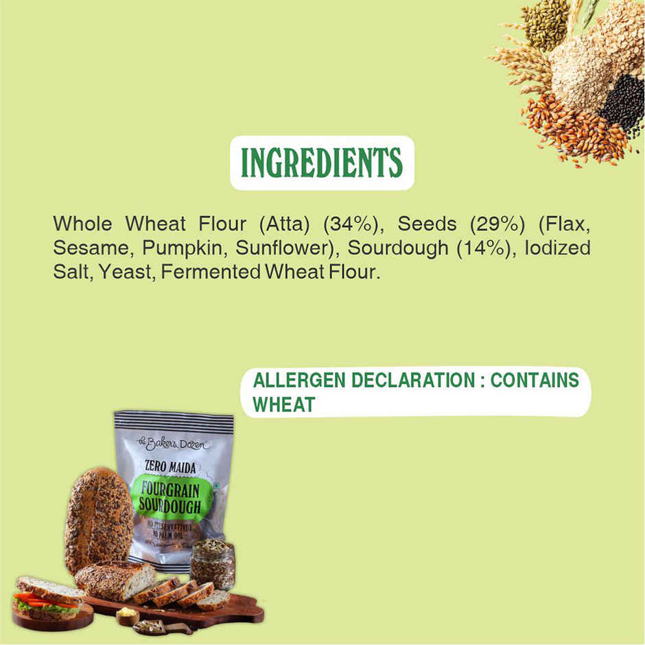 The Baker's Dozen Fourgrain Sourdough Bread | High Protein | Whole Wheat | Clean Label | Artisan