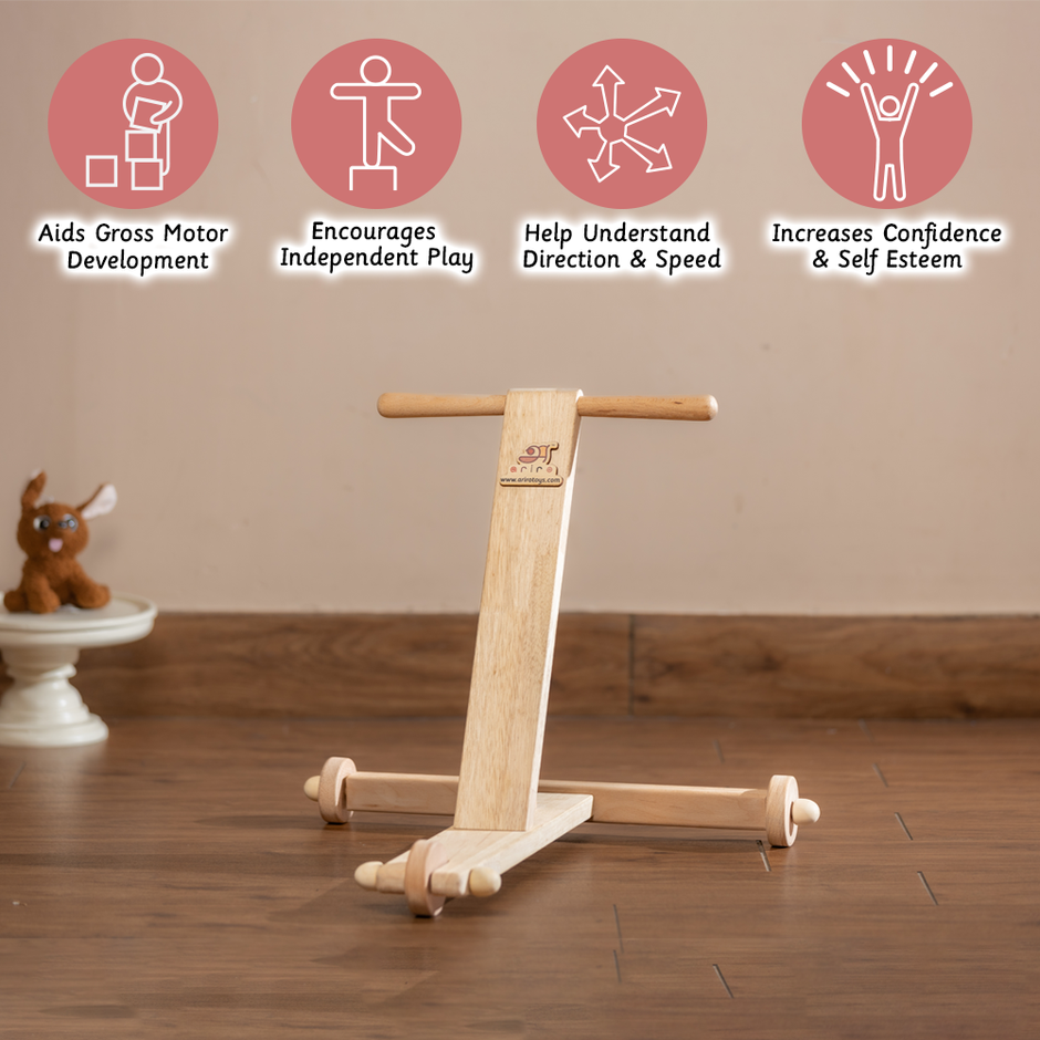 Ariro Toys Traditional Push Wagon-Natural