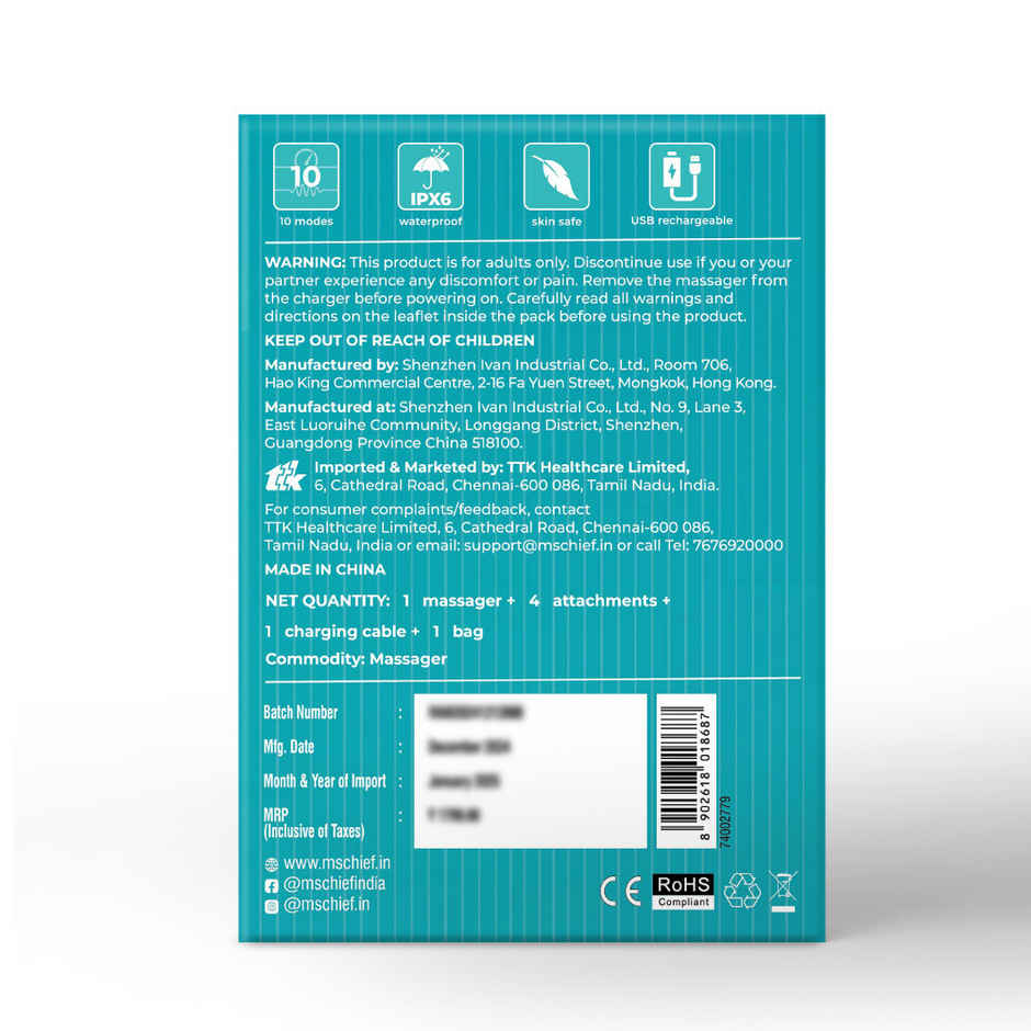 MSchief Tremolo 4in1 Mini Bullet Personal Massager Box