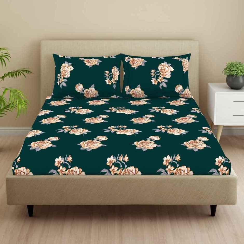 Welspun LUME Double Bedsheet | Soft & Durable | Premium Quality Collection | Dark Green