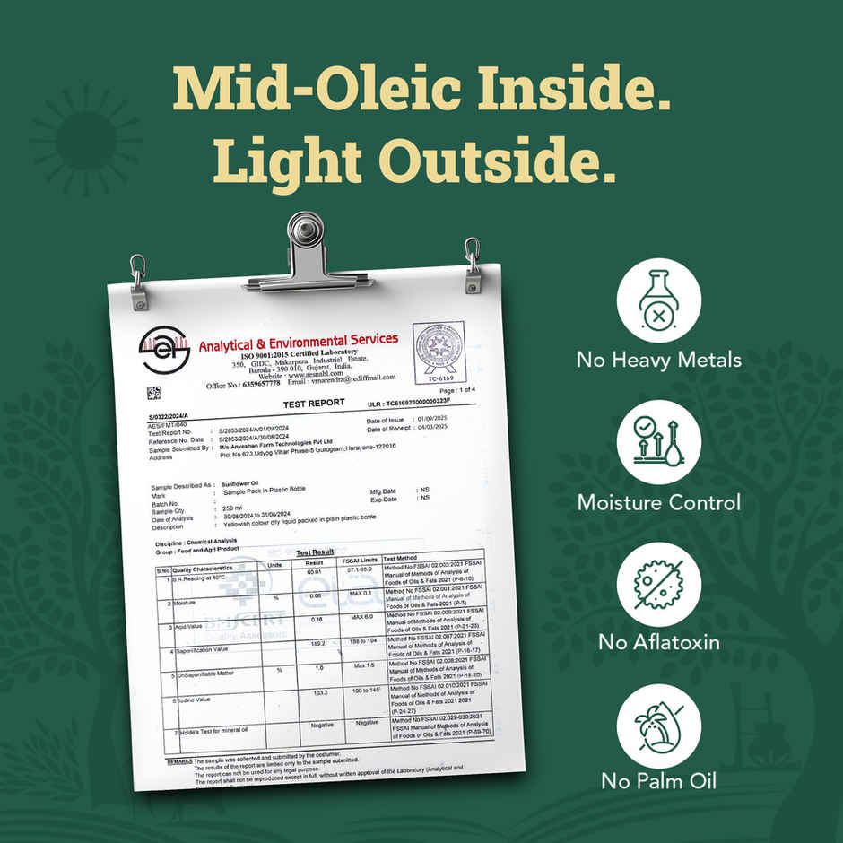 Anveshan Sunflower Wood Cold Pressed Oil Hdpe Can | Healthy Cooking Oil