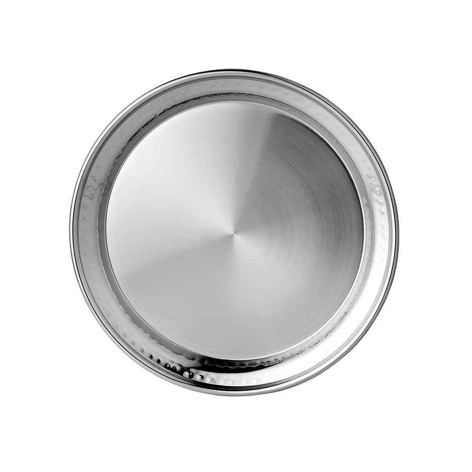 Vinayak Signature Hammered Stainless Steel Plate (20 x 20 cm) - Silver