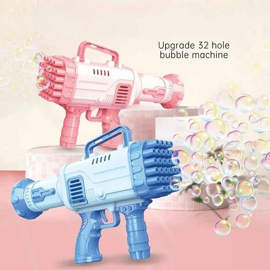 Chigy Wooh 32-Hole Bubble Gun with Soap Solution for Kids | Assorted