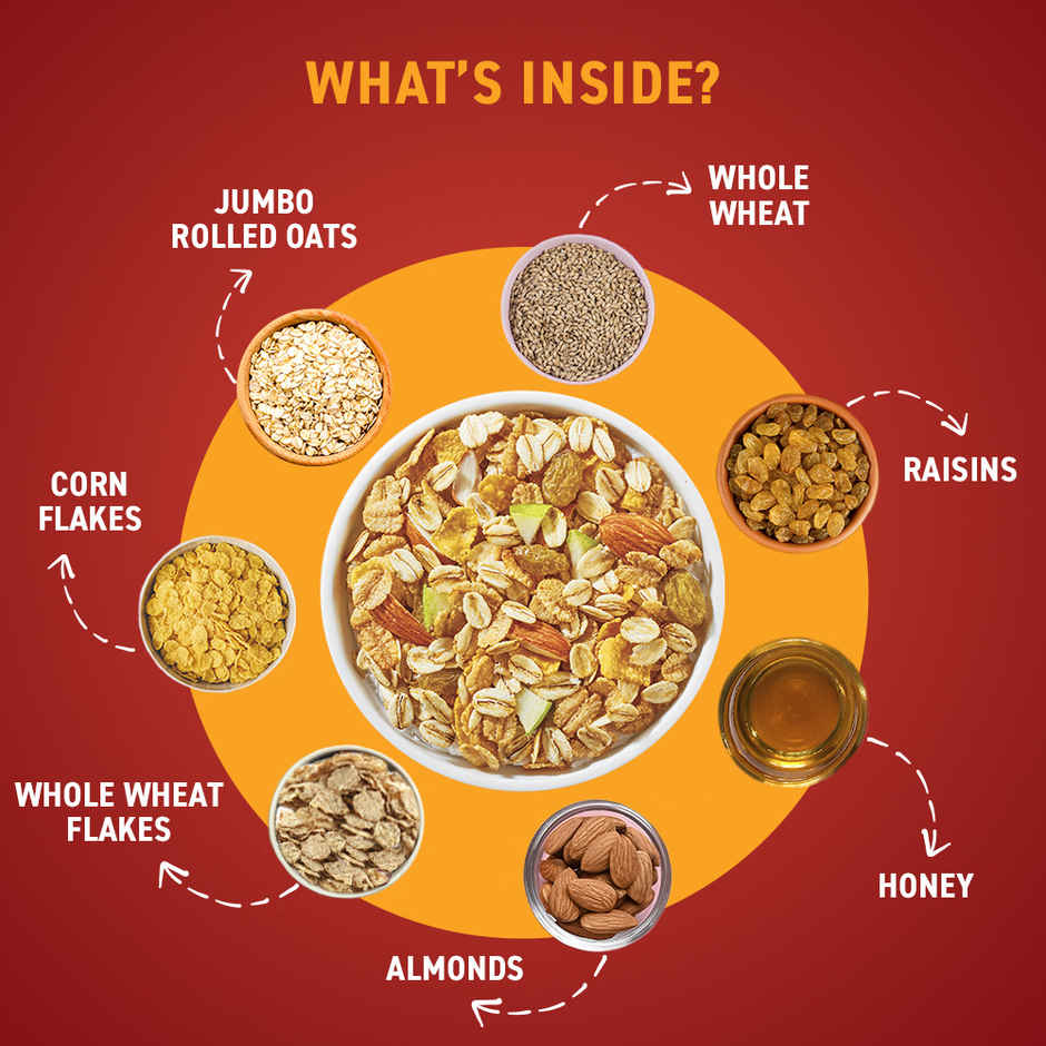 Bagrry's Crunchy Muesli with Almonds, Raisins & Honey(40% Oat Clusters)