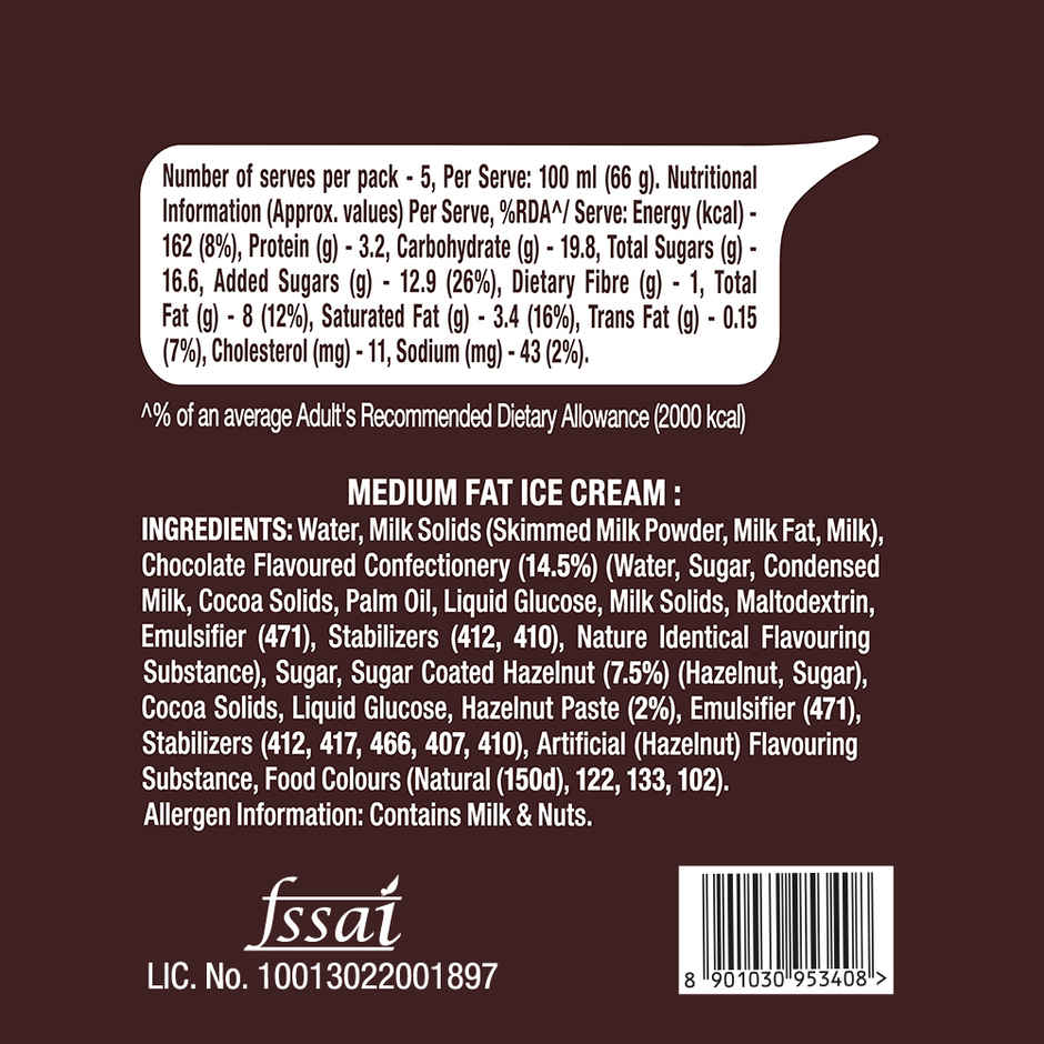 Kwality Wall's Hazelnut Chocolate Ice Cream Tub Combo