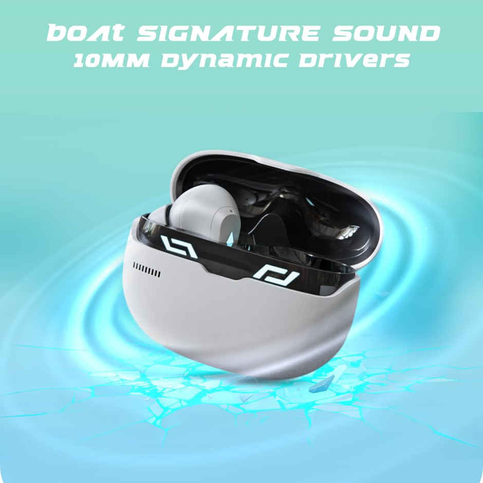 boAt Immortal 101 in Ear TWS Earbuds with Beast Mode(40Ms Low Latency), 30 Hrs Playtime, Blazing LEDs, Quad Mics with Enx Tech, ASAP Charge & Btv5.3 - White Sabre