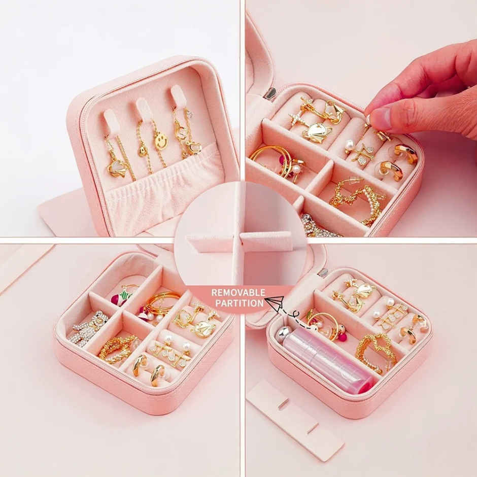 Zedak Leather Jewellery Organizer Box | Pink
