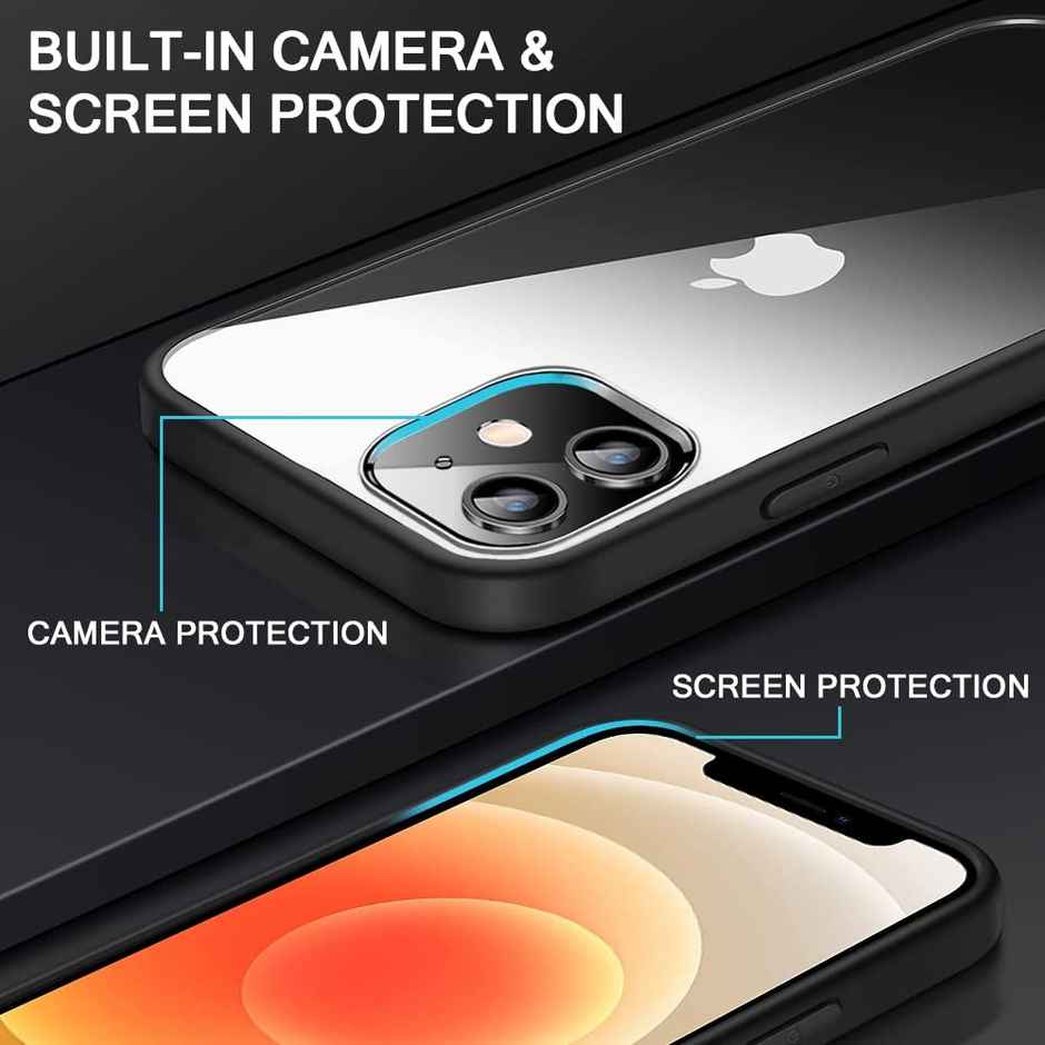 ExpressB for iPhone 12 | 12 Pro Case Cover Anti-Scratch Camera Protect PC + TPU Transparent - Black