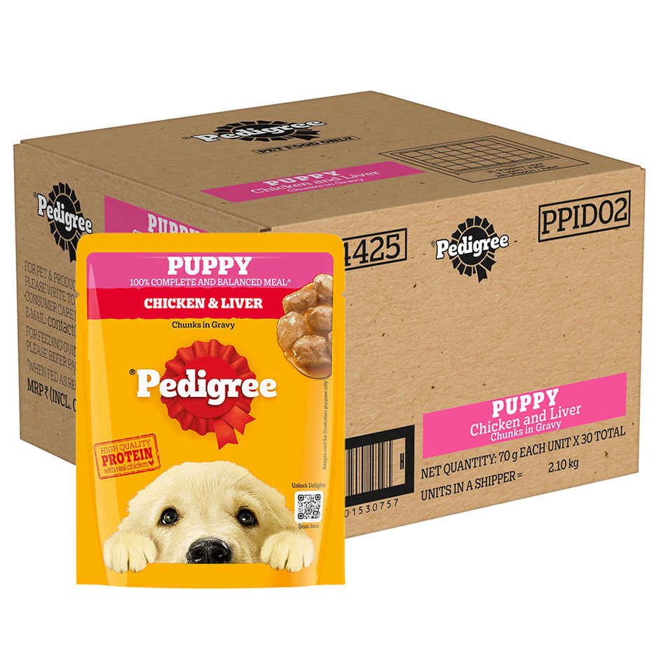 Pedigree Puppy Chicken & Liver Chunks In Gravy Wet Dog Food