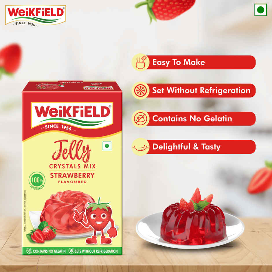 Weikfield Jelly Crystals Strawberry Flavour Carton(90gms), Weikfield Jelly Crystals Raspberry Flavour Carton(90gms) & Weikfield Jelly Crystals Mango Flavour Carton(90gms) Weikfield Jelly Crystals Delicious Orange Flavor Carton(90gms) Combo