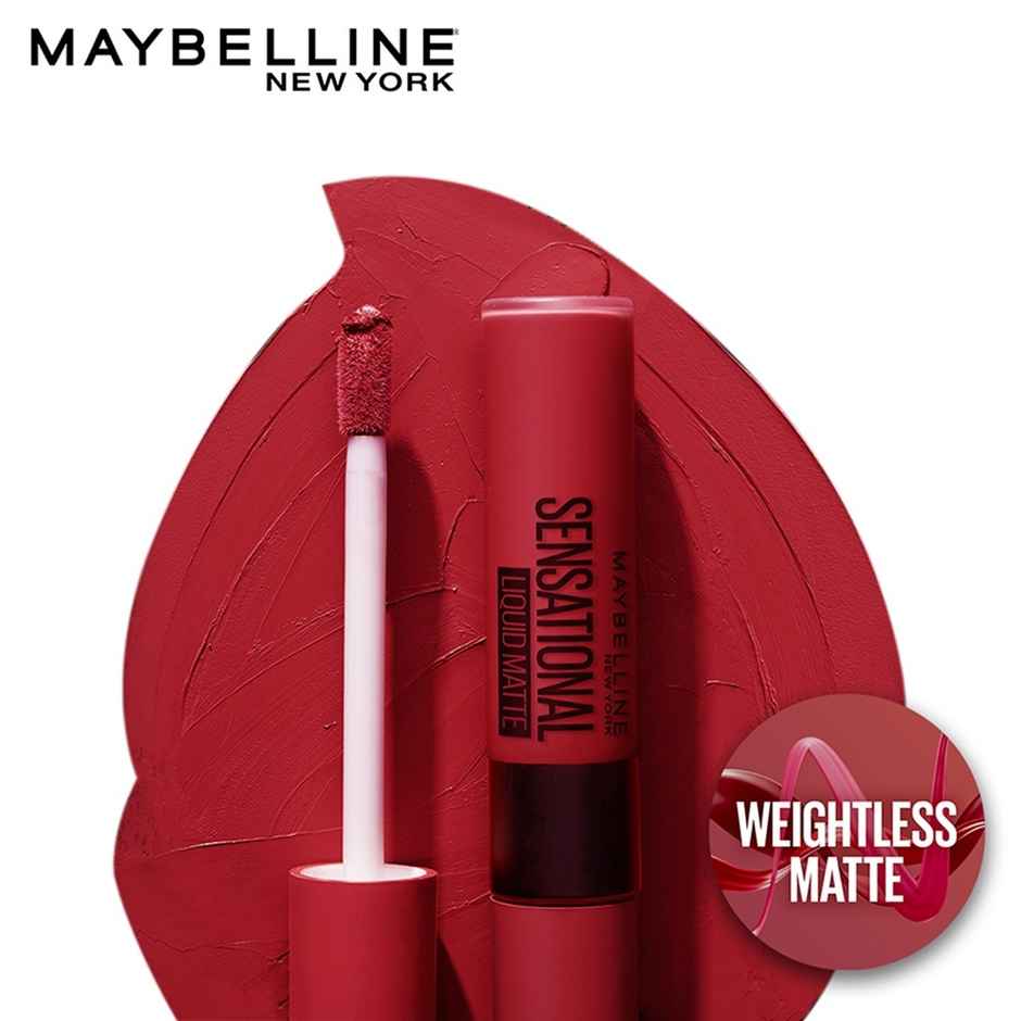 Maybelline Sensational Liquid Matte Lipstick, 14 Red Serenade-Delivering Intense Matte Color Effect