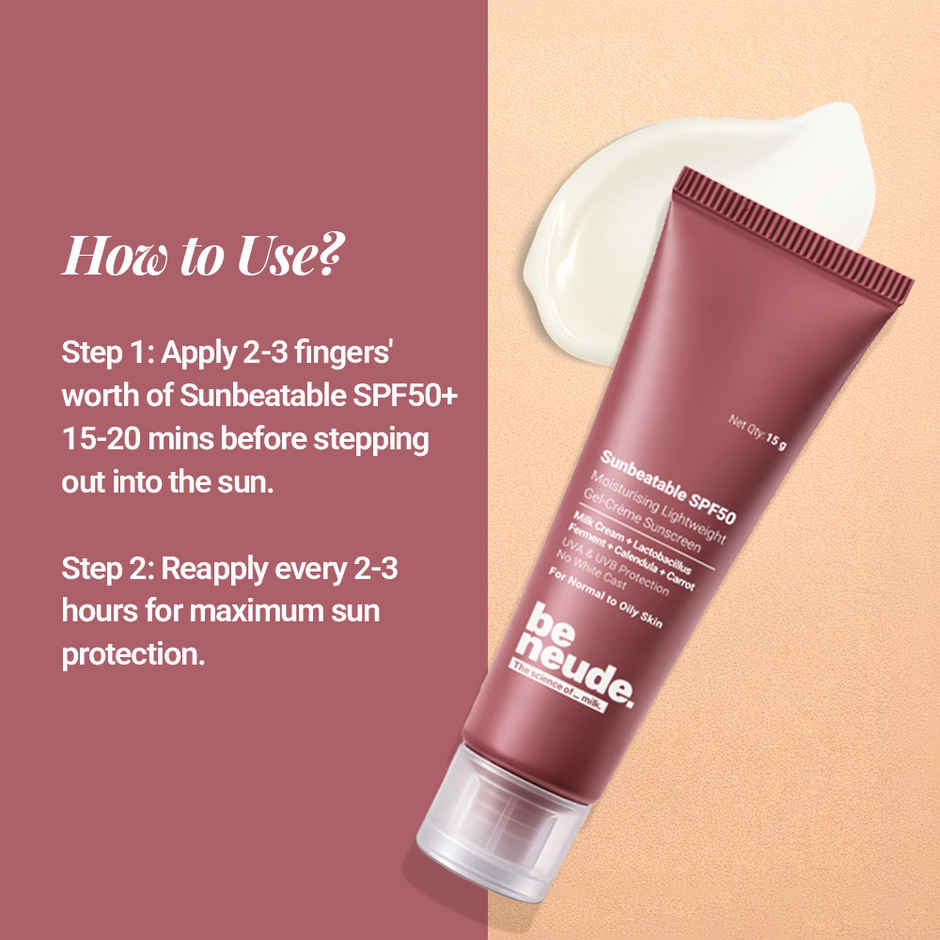 Be Neude Lightweight Gel Creme Sunscreen SPF50+ PA++++ UVA & UVB Protection, Sunbeatable SPF50