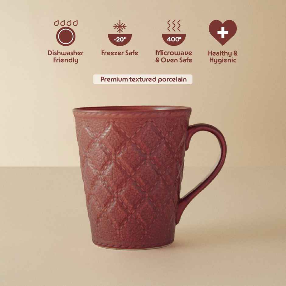 Borosil Porcelia Velvetto Terra Tea Coffee Porcelain Mug Set Microwave Dishwasher Safe